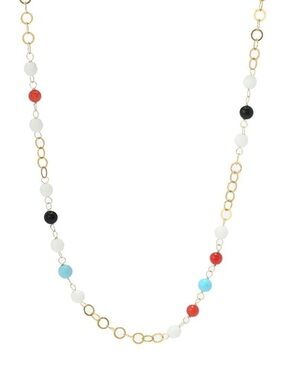 18K Gold Plated Multi Gemstone Station Necklace
